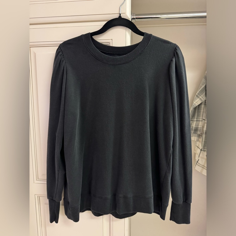 Summersalt Large Ruched Shoulder Baby Terry Sweatshirt Black